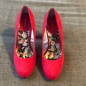 Pink Faux Suede Heels